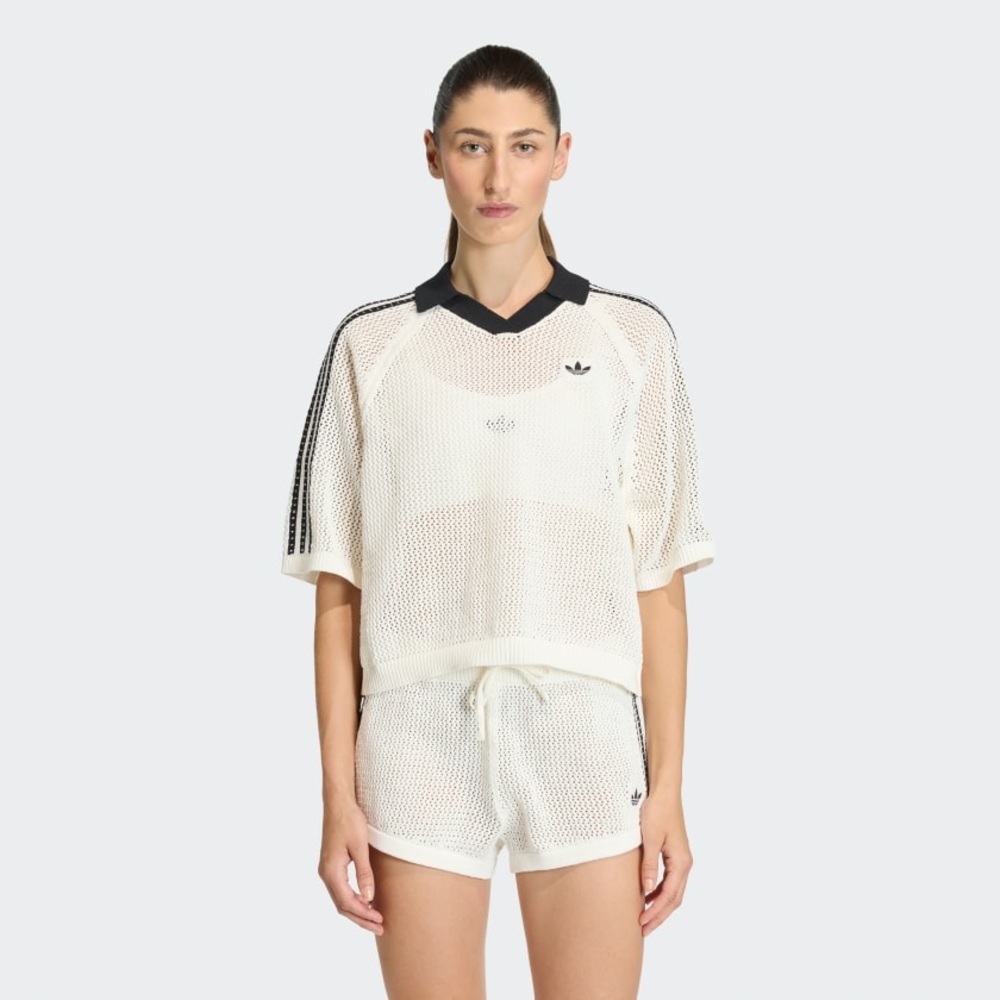 Adidas Knitted Crochet Polo NWT - S